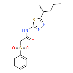 ChemSpider 2D Image | N-{5-[(2R)-2-Pentanyl]-1,3,4-thiadiazol-2-yl}-2-(phenylsulfonyl)acetamide | C15H19N3O3S2