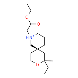 ChemSpider 2D Image | (6R,8R)-2-(2-Ethoxy-2-oxoethyl)-8-ethyl-8-methyl-9-oxa-2-azoniaspiro[5.5]undecane | C16H30NO3