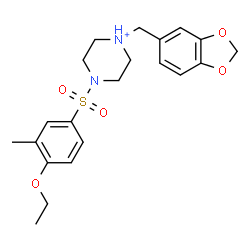 ChemSpider 2D Image | 1-(1,3-Benzodioxol-5-ylmethyl)-4-[(4-ethoxy-3-methylphenyl)sulfonyl]piperazin-1-ium | C21H27N2O5S
