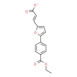 ChemSpider 2D Image | (2E)-3-{5-[4-(Ethoxycarbonyl)phenyl]-2-furyl}acrylate | C16H13O5