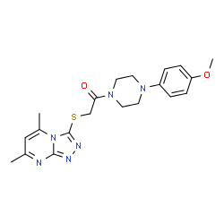 ChemSpider 2D Image | 2-[(5,7-Dimethyl[1,2,4]triazolo[4,3-a]pyrimidin-3-yl)sulfanyl]-1-[4-(4-methoxyphenyl)-1-piperazinyl]ethanone | C20H24N6O2S