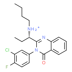 ChemSpider 2D Image | N-{(1S)-1-[3-(3-Chloro-4-fluorophenyl)-4-oxo-3,4-dihydro-2-quinazolinyl]propyl}-1-butanaminium | C21H24ClFN3O