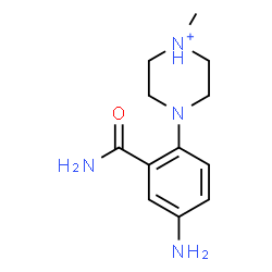 ChemSpider 2D Image | 4-(4-Amino-2-carbamoylphenyl)-1-methylpiperazin-1-ium | C12H19N4O