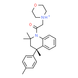 ChemSpider 2D Image | 4-{2-Oxo-2-[(4S)-2,2,4-trimethyl-4-(4-methylphenyl)-3,4-dihydro-1(2H)-quinolinyl]ethyl}morpholin-4-ium | C25H33N2O2