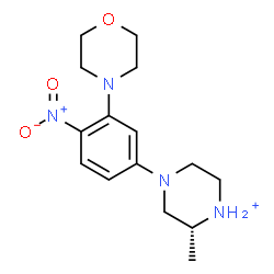 ChemSpider 2D Image | (2R)-2-Methyl-4-[3-(4-morpholinyl)-4-nitrophenyl]piperazin-1-ium | C15H23N4O3