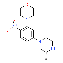 ChemSpider 2D Image | 4-{5-[(3R)-3-Methyl-1-piperazinyl]-2-nitrophenyl}morpholine | C15H22N4O3