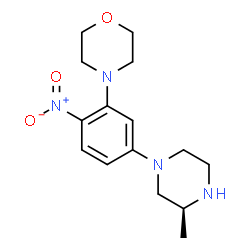 ChemSpider 2D Image | 4-{5-[(3S)-3-Methyl-1-piperazinyl]-2-nitrophenyl}morpholine | C15H22N4O3