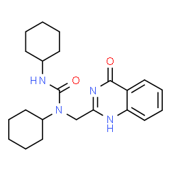 ChemSpider 2D Image | 1,3-Dicyclohexyl-1-[(4-oxo-1,4-dihydro-2-quinazolinyl)methyl]urea | C22H30N4O2