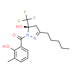 ChemSpider 2D Image | (2-Hydroxy-3-methylphenyl)[(5R)-5-hydroxy-3-pentyl-5-(trifluoromethyl)-4,5-dihydro-1H-pyrazol-1-yl]methanone | C17H21F3N2O3