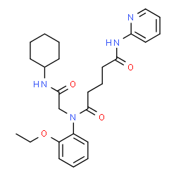 ChemSpider 2D Image | N-[2-(Cyclohexylamino)-2-oxoethyl]-N-(2-ethoxyphenyl)-N'-(2-pyridinyl)pentanediamide | C26H34N4O4