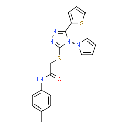 ChemSpider 2D Image | N-(4-Methylphenyl)-2-{[4-(1H-pyrrol-1-yl)-5-(2-thienyl)-4H-1,2,4-triazol-3-yl]sulfanyl}acetamide | C19H17N5OS2