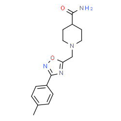 ChemSpider 2D Image | 1-{[3-(4-Methylphenyl)-1,2,4-oxadiazol-5-yl]methyl}-4-piperidinecarboxamide | C16H20N4O2