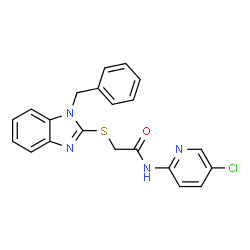 ChemSpider 2D Image | 2-[(1-Benzyl-1H-benzimidazol-2-yl)sulfanyl]-N-(5-chloro-2-pyridinyl)acetamide | C21H17ClN4OS