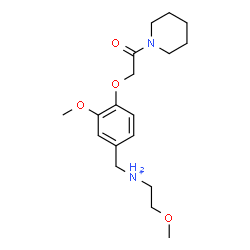 ChemSpider 2D Image | 2-Methoxy-N-{3-methoxy-4-[2-oxo-2-(1-piperidinyl)ethoxy]benzyl}ethanaminium | C18H29N2O4