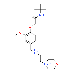 ChemSpider 2D Image | 4-{2-[(3-Methoxy-4-{2-[(2-methyl-2-propanyl)amino]-2-oxoethoxy}benzyl)ammonio]ethyl}morpholin-4-ium | C20H35N3O4