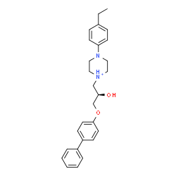 ChemSpider 2D Image | 1-[(2R)-3-(4-Biphenylyloxy)-2-hydroxypropyl]-4-(4-ethylphenyl)piperazin-1-ium | C27H33N2O2