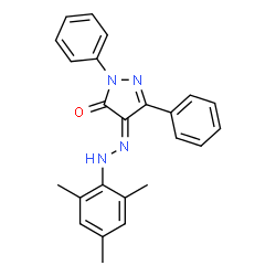 ChemSpider 2D Image | (4Z)-4-(Mesitylhydrazono)-2,5-diphenyl-2,4-dihydro-3H-pyrazol-3-one | C24H22N4O