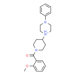 ChemSpider 2D Image | 1-[1-(2-Methoxybenzoyl)-4-piperidinyl]-4-phenylpiperazin-1-ium | C23H30N3O2