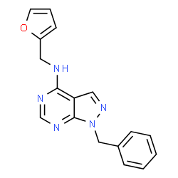 ChemSpider 2D Image | 1-Benzyl-N-(2-furylmethyl)-1H-pyrazolo[3,4-d]pyrimidin-4-amine | C17H15N5O