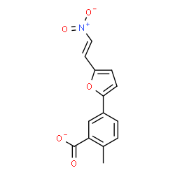 ChemSpider 2D Image | 2-Methyl-5-{5-[(E)-2-nitrovinyl]-2-furyl}benzoate | C14H10NO5