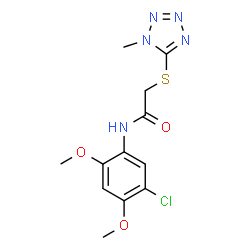 ChemSpider 2D Image | N-(5-Chloro-2,4-dimethoxyphenyl)-2-[(1-methyl-1H-tetrazol-5-yl)sulfanyl]acetamide | C12H14ClN5O3S
