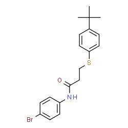 ChemSpider 2D Image | N-(4-Bromophenyl)-3-{[4-(2-methyl-2-propanyl)phenyl]sulfanyl}propanamide | C19H22BrNOS