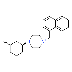 ChemSpider 2D Image | 1-[(1S,3S)-3-Methylcyclohexyl]-4-(1-naphthylmethyl)piperazinediium | C22H32N2