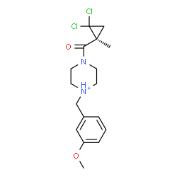 ChemSpider 2D Image | 4-{[(1S)-2,2-Dichloro-1-methylcyclopropyl]carbonyl}-1-(3-methoxybenzyl)piperazin-1-ium | C17H23Cl2N2O2