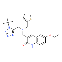 ChemSpider 2D Image | 3-[[(1-tert-butyl-5-tetrazolyl)methyl-(thiophen-2-ylmethyl)amino]methyl]-6-ethoxy-1H-quinolin-2-one | C23H28N6O2S