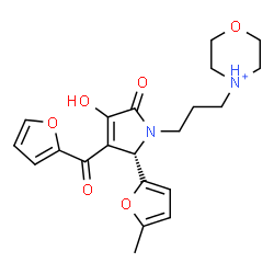 ChemSpider 2D Image | 4-{3-[(2S)-3-(2-Furoyl)-4-hydroxy-2-(5-methyl-2-furyl)-5-oxo-2,5-dihydro-1H-pyrrol-1-yl]propyl}morpholin-4-ium | C21H25N2O6