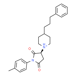 ChemSpider 2D Image | 1-[(3S)-1-(4-Methylphenyl)-2,5-dioxo-3-pyrrolidinyl]-4-(3-phenylpropyl)piperidinium | C25H31N2O2