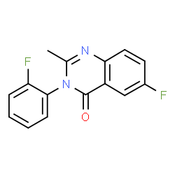 ChemSpider 2D Image | 6-Fluoro-3-(2-fluorophenyl)-2-methyl-4(3H)-quinazolinone | C15H10F2N2O