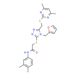 ChemSpider 2D Image | N-(3,4-dimethylphenyl)-2-[[5-[[(4,6-dimethyl-2-pyrimidinyl)thio]methyl]-4-(2-furanylmethyl)-1,2,4-triazol-3-yl]thio]acetamide | C24H26N6O2S2