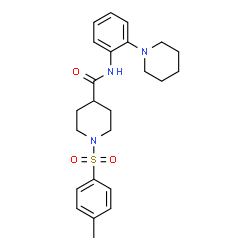 ChemSpider 2D Image | 1-[(4-Methylphenyl)sulfonyl]-N-[2-(1-piperidinyl)phenyl]-4-piperidinecarboxamide | C24H31N3O3S