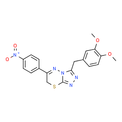 ChemSpider 2D Image | 3-(3,4-Dimethoxybenzyl)-6-(4-nitrophenyl)-7H-[1,2,4]triazolo[3,4-b][1,3,4]thiadiazine | C19H17N5O4S