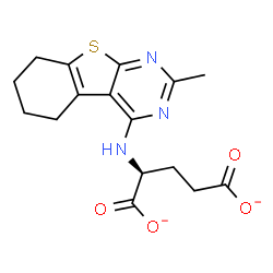 ChemSpider 2D Image | (2S)-2-[(2-Methyl-5,6,7,8-tetrahydro[1]benzothieno[2,3-d]pyrimidin-4-yl)amino]pentanedioate | C16H17N3O4S