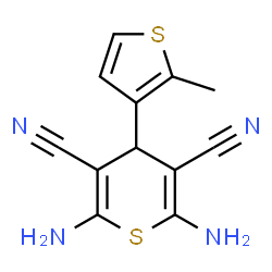 ChemSpider 2D Image | 2,6-Diamino-4-(2-methyl-3-thienyl)-4H-thiopyran-3,5-dicarbonitrile | C12H10N4S2