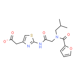 ChemSpider 2D Image | (2-{[N-(2-Furoyl)-N-isobutylglycyl]amino}-1,3-thiazol-4-yl)acetate | C16H18N3O5S