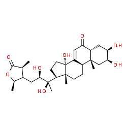 ChemSpider 2D Image | (2beta,3beta,5beta,22R,24xi,25S,28R)-2,3,14,20,22-Pentahydroxy-26,28-epoxystigmast-7-ene-6,26-dione | C29H44O8