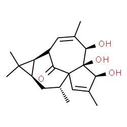 ChemSpider 2D Image | (4S,5S,6R,9S,10R,12R,14R)-4,5,6-Trihydroxy-3,7,11,11,14-pentamethyltetracyclo[7.5.1.0~1,5~.0~10,12~]pentadeca-2,7-dien-15-one | C20H28O4