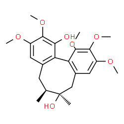 ChemSpider 2D Image | (6S,7R)-2,3,10,11,12-Pentamethoxy-6,7-dimethyl-5,6,7,8-tetrahydrodibenzo[a,c][8]annulene-1,7-diol | C23H30O7