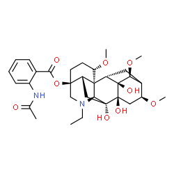 ChemSpider 2D Image | (5alpha,13xi,14beta,16beta)-20-Ethyl-7,8,9-trihydroxy-1,14,16-trimethoxyaconitan-4-yl 2-acetamidobenzoate | C32H44N2O9