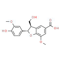 ChemSpider 2D Image | (2S,3R)-2-(4-Hydroxy-3-methoxyphenyl)-3-(hydroxymethyl)-7-methoxy-2,3-dihydro-1-benzofuran-5-carboxylic acid | C18H18O7
