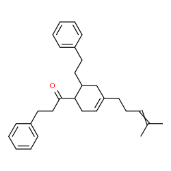 ChemSpider 2D Image | 1-[4-(4-Methyl-3-penten-1-yl)-6-(2-phenylethyl)-3-cyclohexen-1-yl]-3-phenyl-1-propanone | C29H36O