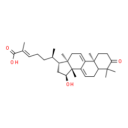 ChemSpider 2D Image | (5xi,15alpha,24E)-15-Hydroxy-3-oxolanosta-7,9(11),24-trien-26-oic acid | C30H44O4