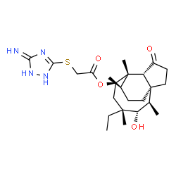 ChemSpider 2D Image | (1S,2R,3S,4R,6R,7S,8R,14R)-4-Ethyl-3-hydroxy-2,4,7,14-tetramethyl-9-oxotricyclo[5.4.3.0~1,8~]tetradec-6-yl [(5-imino-2,5-dihydro-1H-1,2,4-triazol-3-yl)sulfanyl]acetate | C24H38N4O4S