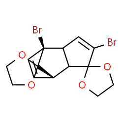 ChemSpider 2D Image | (1'S,7'S)-4',7'-Dibromodispiro[1,3-dioxolane-2,10'-tricyclo[5.2.1.0~2,6~]deca[4,8]diene-3',2''-[1,3]dioxolane] | C14H14Br2O4