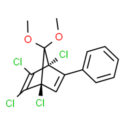 ChemSpider 2D Image | (1R,4S)-1,2,3,4-Tetrachloro-7,7-dimethoxy-5-phenylbicyclo[2.2.1]hepta-2,5-diene | C15H12Cl4O2