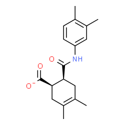 ChemSpider 2D Image | (1R,6S)-6-[(3,4-Dimethylphenyl)carbamoyl]-3,4-dimethyl-3-cyclohexene-1-carboxylate | C18H22NO3