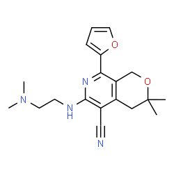 ChemSpider 2D Image | 6-[2-(dimethylamino)ethylamino]-8-(2-furanyl)-3,3-dimethyl-1,4-dihydropyrano[3,4-c]pyridine-5-carbonitrile | C19H24N4O2